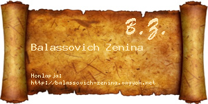 Balassovich Zenina névjegykártya